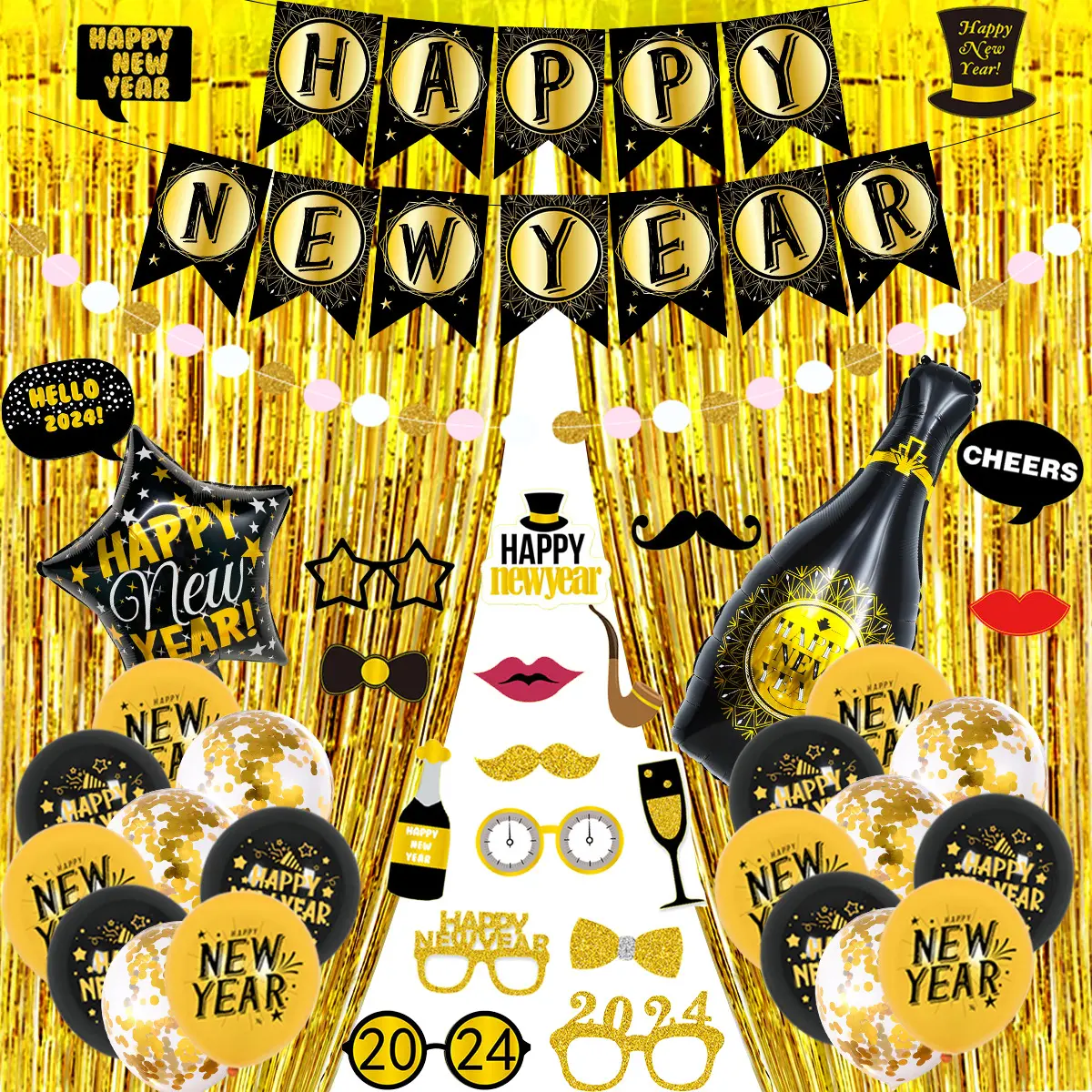 नए साल का जश्न फ़ॉइल गुब्बारे, काले सोने की थीम वाले गुब्बारे, पार्टी की सजावट सबसे ज्यादा बिक रहे हैं