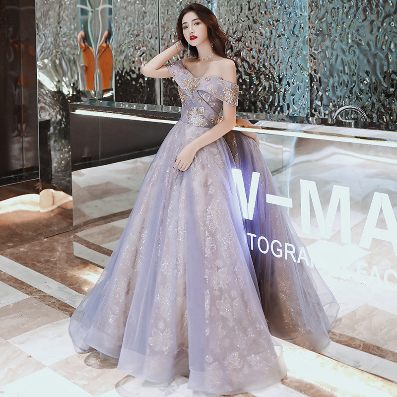 Purple long floor-length