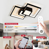 Plafonnier LED intelligent populaire en forme de losange géométrique, à intensité variable, avec télécommande, base en fer et température de couleur réglable