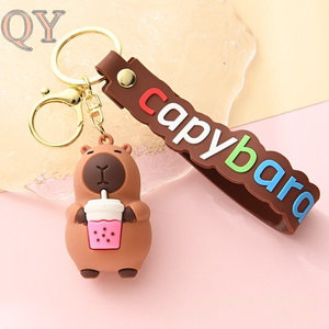 QY Capybara Keychain Kawaii Cartoon Animal 3D PVC Silicone Pendant Bag Charm <b>Car</b> <b>Key</b> <b>Ring</b> Gift for Kids Women - Product Image 6