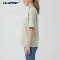 T-shirt pour femme Kuenzi, personnalisé avec logo, col rond, manches courtes, 100% coton, 220 GSM, coupe ample, épaules tombantes