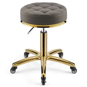 Mobilier de salon de haute qualité tabouret de salon réglable roulant à 360 degrés chaise de coiffure avec roues or