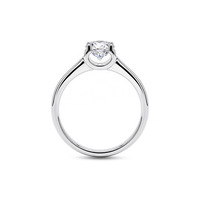 Bague Ronde en Argent 925 avec Moissanite, Sertie à Griffes, Plaqué Rhodium, Bijoux en Gros du Fabricant d'Argent