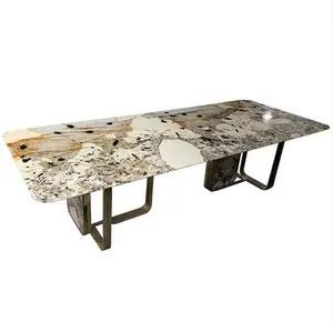 Grande lungo 8 10 12 posti rettangolo bianco marmo naturale moderno tavolo da pranzo Set sala da pranzo mobile tavolo