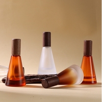 Nouveau produit – Flacon de parfum à pulvérisation fine de 15 ml avec couvercle en bois de bambou à fond épais, dégradé givré couleur thé, pour huiles essentielles