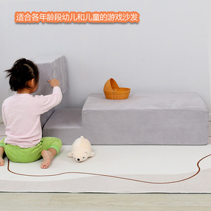 Children's Foam Step <b>Sofa</b> Modular Design For <b>Kids</b> Playroom 3 Years And Above Gray Color Option - Product Image 3