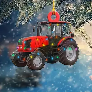 Penjualan laris dekorasi traktor merah hadiah Dekorasi Mobil ransel liontin dekoratif datar akrilik 2D