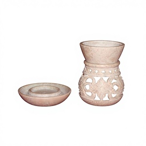 Brûleur d'huile aromatique et lampe à huile parfumée en pierre savonneuse indienne de haute qualité pour la décoration de la maison - Product Image 1