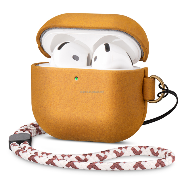 Custom Engraved Crazy Horse Leather Case for Apple AirPods 4 Gen 4, OEM/ODM Service, Bulk Supplier