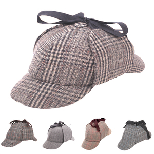 Dairui Herringbone Tweed lana Newsboy gorra deportiva Deerstalker sombrero orejeras bordado-impreso para disfraz de detective béisbol - Product Image 2