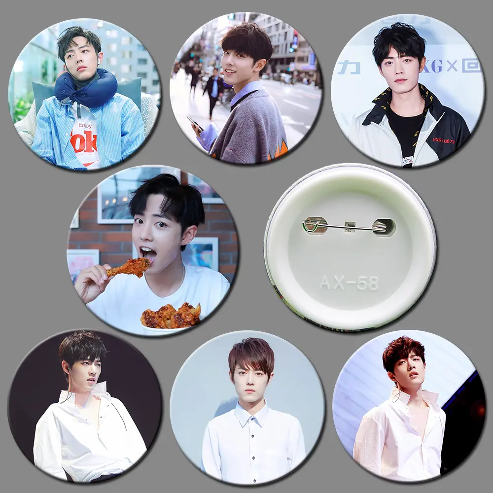 Материалы для изготовления значков, оптовая продажа, пустая круглая мультяшная светодиодная Магнитная булавка для кнопок 58 мм