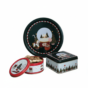 Round <b>box</b> Square <b>box</b> and Tray ( Set of 3) for <b>christmas</b> 158x158x80 -Dia 140x70 mm - Dia 315mm New Year <b>Tree</b> <b>Christmas</b> - Product Image 2