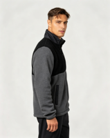 Veste zippée pour homme en polaire sherpa colorée à col montant, personnalisable avec logo brodé, de haute qualité, chaude pour l'hiver