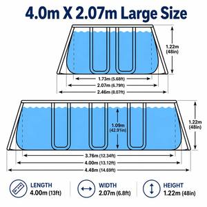 <span class=keywords><strong>Piscine</strong></span> <span class=keywords><strong>hors</strong></span> <span class=keywords><strong>sol</strong></span> rectangulaire à structure métallique, grande taille 4,0m x 2,07m x 1,22m, la plus vendue, <span class=keywords><strong>pour</strong></span> jardin extérieur - Product Image 3