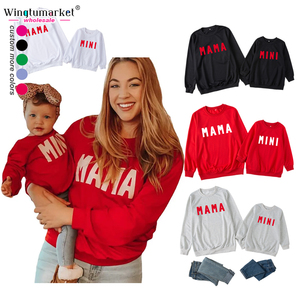 Custom Terry Hoodie Long Sleeve Crewneck Sweatshirts Printing <strong>MINI</strong> Pullover Sweatshirt Mommy and <strong>Me</strong> <strong>Outfits</strong> - Product Image 1