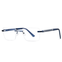 Lunettes de vue sans monture en métal pour homme MS 91763 – Monture polie avec branches élégantes et minimalistes – Polyvalentes pour le quotidien