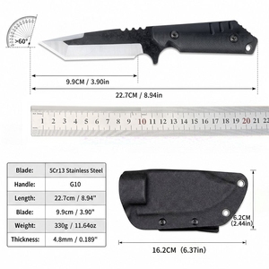 <span class=keywords><strong>Couteau</strong></span> de chasse à lame fixe Full Tang Tanto, manche antidérapant G10 avec étui Kydex pour le camping, la survie en jungle, le travail sur le terrain, OEM ODM - Product Image 5