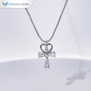 Collar con Colgante de Cruz de Corazón con Circonita en Forma de Pera de Tianyu Gems, Caja de Joyería Vintage Plateada, Joyería Exquisita y Linda para Mujer - Product Image 1