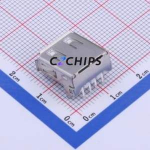 U-A-24DD-Y-10 USB Connector Bent Lead Through Hole Connector Type-A USB 2.0 Female Right Angle Insert - Product Image 2