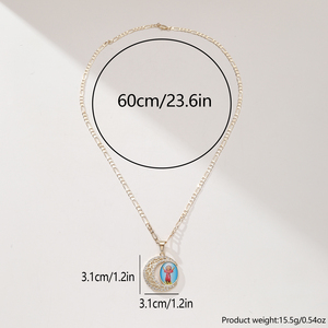 Collar con Colgante de Resina Esmaltada de la Virgen María y el Niño Jesús, 3/1, 60 cm, Joyería Religiosa, Directo de Fábrica - Product Image 3