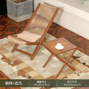Outdoor Rattan Contemporary Reclining Adjustable Lounge <b>Chair</b> Balcony Garden Leisure Solid <b>Back</b> Foldable Home Furniture - Product Image 4