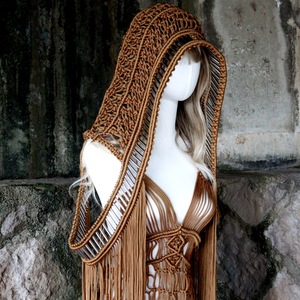 Chal de macramé <span class=keywords><strong>con</strong></span> borlas, capa trenzada a mano, estilo bohemio, capucha de ala ancha <span class=keywords><strong>para</strong></span> mujer, cordón de algodón <span class=keywords><strong>para</strong></span> vestido de macramé, novedad de 2017 - Product Image 5
