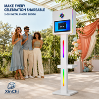 Support de photomaton ovale en aluminium 2026 pour iPad 15,6 pouces avec impression instantanée en libre-service et flash pour mariage et fête