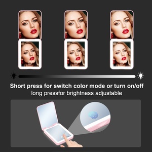 Rechargeable LED Light <b>Mirror</b> Pocket Purse Handheld Portable Folding Small Mini Makeup <b>Mirror</b> with 3 Color Lights Switch - Product Image 2