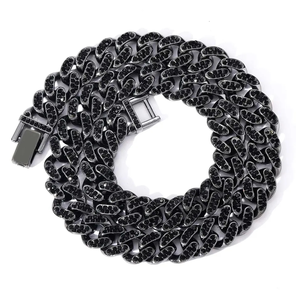 Hip Hop Necklace - 13mm Black Diamond Cuban Chain