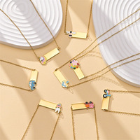 Collier en acier inoxydable avec plaque nominative, bijoux fantaisie, collier mignon pour filles, bracelet plaqué or 18 carats pour femmes