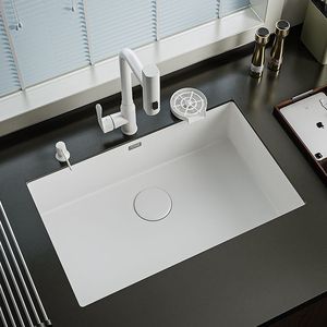 Matte White Nano Stainless Steel Undermount Kitchen Sink with Pull Down Faucet and Glass Rinser Modern Deep Single Bowl Sink - Product Image 4