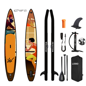 Tabla de SUP Inflable de Alta Velocidad de Doble Capa con Tecnología Drop Stitch de 14' para Carreras, Disfruta de la Vida, Tabla de Carreras Fusion de Doble Capa de 14' R - Product Image 1