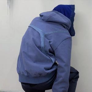 Sweat à capuche pour homme en patchwork gaufré, design tendance, qualité OEM, personnalisé, délavé, uni - Product Image 3