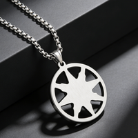 Bracelet-collier perlé en acier inoxydable plaqué argent, style punk, avec breloque boussole géométrique pratique, cadeau pour homme, vente en gros