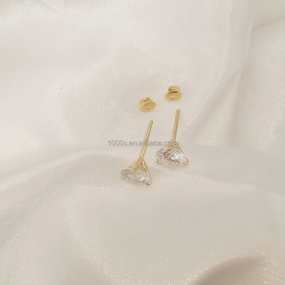 เครื่องประดับต่างหูสตั๊ดทอง14พันของแข็งที่มี Moissanite เพชร5มิลลิเมตร6.5มิลลิเมตร7.5มิลลิเมตรขนาดที่กำหนดเองคลาสสิกต่างหูทองสีเหลือง