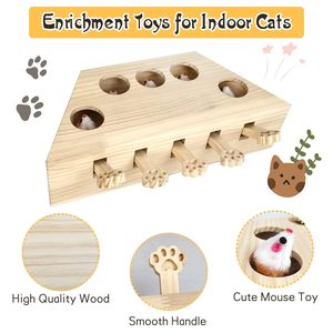 Gioco Interattivo di Lusso in Legno per Gatti: Scatola Puzzle Whack a Mole, Gioco di Caccia per Gattini da Interno, Esercizio Mentale e Allenamento IQ - Product Image 6