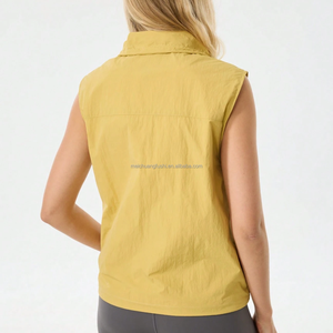 <span class=keywords><strong>Gilet</strong></span> coupe-vent rétro color-block personnalisé pour femme, col montant, sans manches, fermeture éclair, léger, sportif, utilitaire, OEM - Product Image 4
