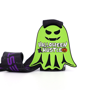 Medaglia Personalizzata in Smalto Morbido per Halloween con Nastri, Design Personalizzato per la Festa dei Morti, Medaglia Sportiva per Finisher di Gare Divertenti - Product Image 1