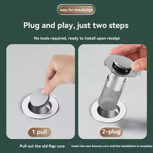 New Style Anti-Clogging ABS <b>Bathroom</b> Sink Plug Pop-Up Basin <b>Drain</b> Stopper with Stainless Steel Hair Strainer Catcher - Product Image 5