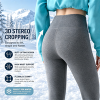 Leggings thermiques gris foncé pour femmes, doublés de polaire, taille haute, extensibles, coupe ajustée, pantalons d'hiver pour temps froid