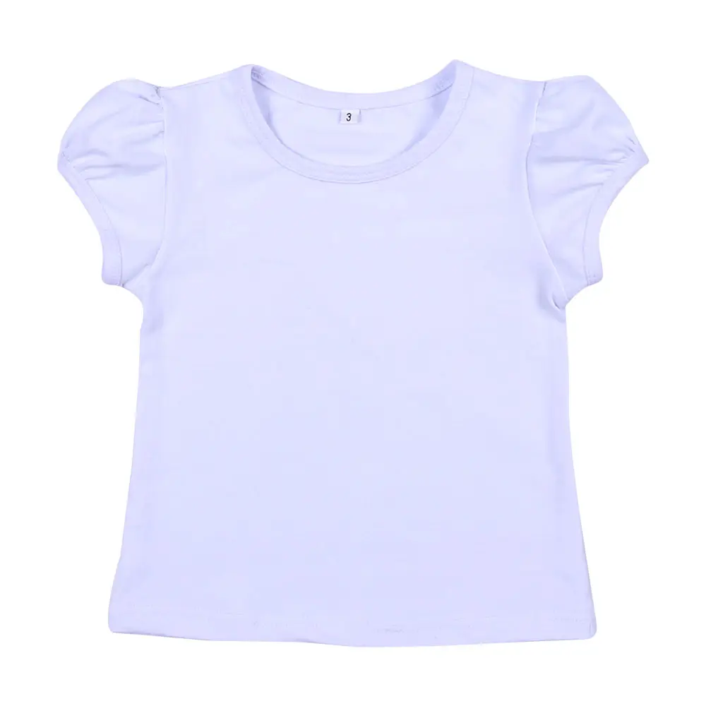 NO MOQ custom embroidery blanks Summer no moq blanks RTS 100% combed cotton short sleeve kids girls plain white t shirts in bulk