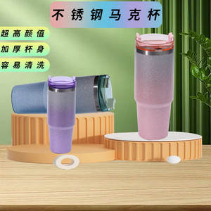 Vaso Térmico de Acero Inoxidable con Pintura Diamante de 20oz/30oz, con Pajita, para Agua Fría/Caliente, para Café, para Coche - Product Image 2