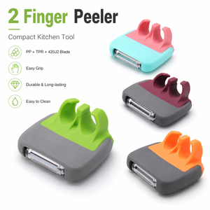 Éplucheur de fruits et légumes double doigt en plastique et acier inoxydable OEM personnalisé pour pommes et légumes - Vente en gros - Product Image 1