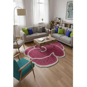 Tapis de designer bleu moderne, forme ovale, en laine tuftée à la main, tapis d'intérieur personnalisé, décoration de la maison, avec envers en latex, à poils longs, adapté aux animaux domestiques - Product Image 2