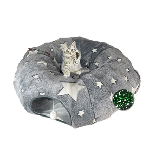 Glow Dark Kitty Spielzeug Katze Tunnel Bett Rohr Kissen Selbst leuchtende Flanell Stoff Solid Pattern Crinkle Plüsch Ball Colla psible Design - Product Image 4
