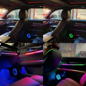 LED Interior mobil, lampu dekorasi suasana Universal serat optik LED akrilik atmosfir mobil RGB 26 dalam 1 64 warna