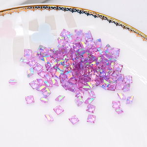 Strass en résine AB pour ongles, carrés de 4 mm, dos plat, cristaux pour décorations d'art des ongles DIY - Product Image 3