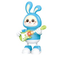 Jouet éducatif pour enfants, lapin guitariste mignon qui s'illumine, joue de la musique, se balance et danse