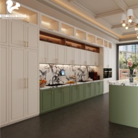 Meuble de cuisine moderne Aige avec îlot, armoire de rangement Vallid, placard de cuisine en MDF, ensemble complet de meubles américains