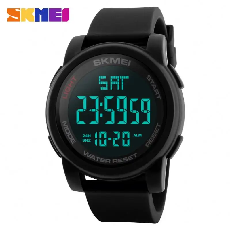 SKMEI 1257 luxury black men clock latest Rubber strap Waterproof Chronograph character sports wrist watch